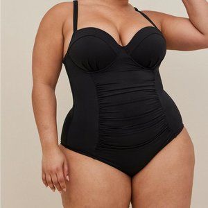 Torrid Slim Fix Underwire Strappy Back One Piece Swimsuit